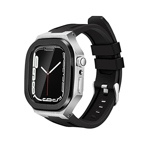 Bracelet et boîtier Apple Watch 45mm 44mm en caoutchouc et métal SCHIK