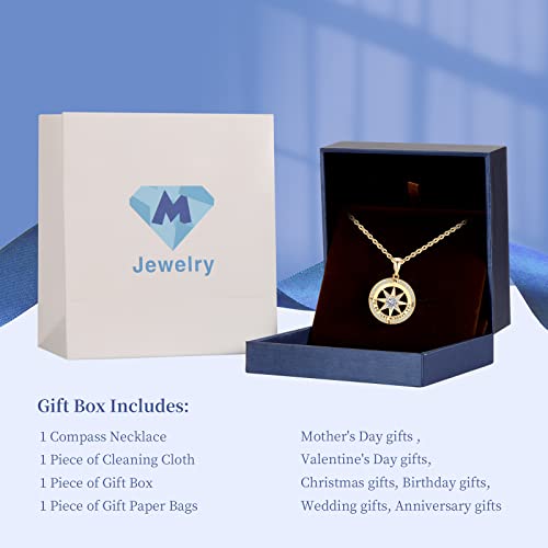 Gift For Wife Anniversary Compass Necklace For Women Birthday Jewelry For Her Girlfriend Valentines Day Mothers Day Gifts For Mom Christmas Wedding Gifts For Her Anniversary Yellow Gold I'd Be Lost Without You Gifts For Her Birthday Diamond Necklace #TOP4