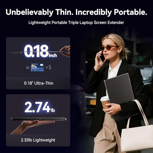 Image of 15.3 inch Laptop Screen Extender Portable, One Cable Connection Double Laptop Monitor FHD 1080P IPS, Ultra Thin Dual Monitor for 13-17 inch Laptops, Plug&Play Compatiable with Win /Mac /Chrome /Android /Switch