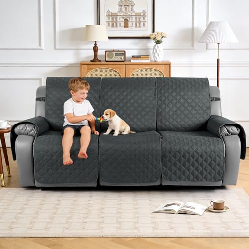 Image of TAOCOCO 100% Waterproof Recliner Covers, Recliner Sofa Covers with Leg Straps, Reversible Recliner Couch Cover for Reclining Chair, Washable Couch Protector for Pets Kids(3 Seater, Dark Gray)