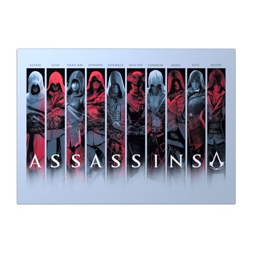 Displate Offiziell Assassins Creed MetallPoster Magnetische Befestigung Inklusive Lizenziert Bilder Hochwertiges PosterAC Legacy Posters - All Assassins 45 cm x 32 cm