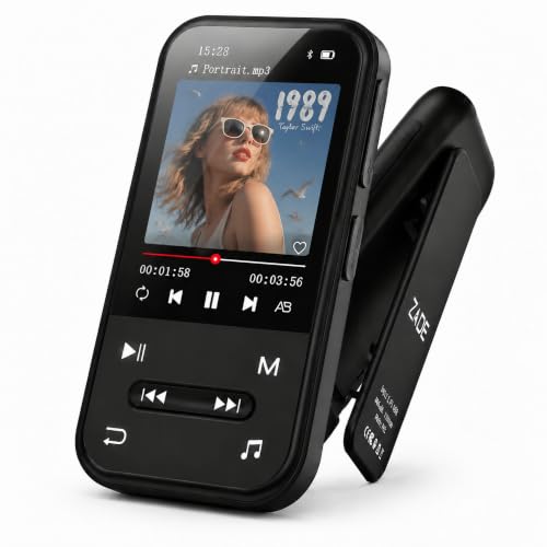 Image of 128GB MP3 Player, Bluetooth 5.3 Music Player with Clip, HiFi Sound Digital Music, Built-in HD Speaker, FM Radio, Voice Recorder, Earphones Included, MP3 Player for Kids