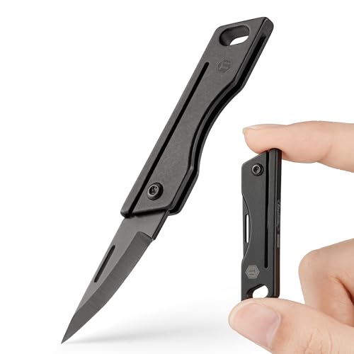 KeyUnity KK06 Titanium Pocket Knife for Everyday Carry- Razor Sharp Folding Blade, Lightweight EDC Tool for Camping, Hiking and Outdoor(Matte Black)
