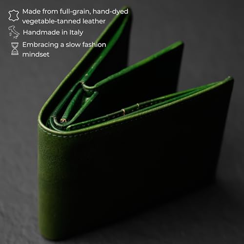 Image of Time Resistance Leather Men's Wallet - Minimalist Wallet Design with Credit Card Holder, Magnetic Coin Holder, and Cash Slots (Green)
