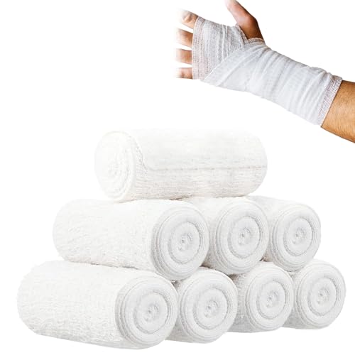 Gasa Enrollada Elástica – 8 Rollos de Vendaje de Gasa – 4 Pulgadas x 5 Yardas – Absorbente y Transpirable – Para Cuidado de Heridas y Primeros Auxilios