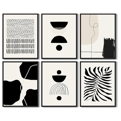 KUVIOKE Black Abstract Framed Wall Art Boho Room Decor Set