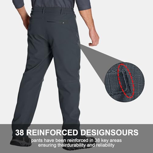 Mens Hiking Pants Water Repellent Outdoor Snow Skiing Camping Fleece Lined Insulated Winter Pants2