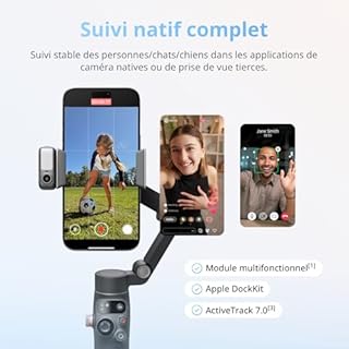 Nacelle stabilisatrice pour Smartphone DJI Bundle Suivi avancé Osmo Mobile 8, Suivi natif IA avec Audio et éclairage, Rotation panoramique à 360°, Barre d’Extension et trépied intégrés