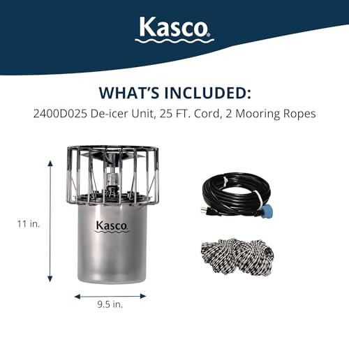 Kasco Deicer 1/2 HP Lake & Pond De-icer 120V – Single Phase with 25 Ft Electric Power Cord | Water Deicer for Ponds, Lakes & Dock Bubbler