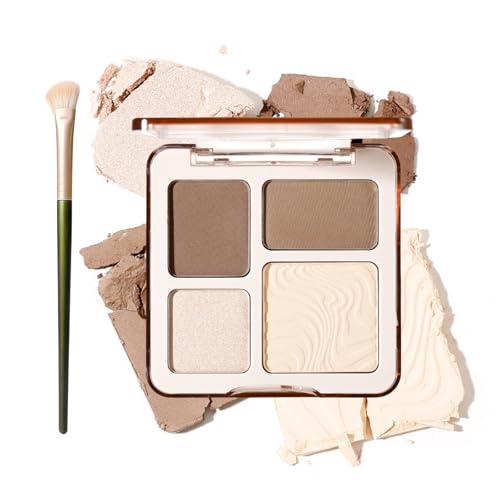 All-in-One Powder Contour Palette, Highlighter & Bronzer Palette, Face Sculpting Makeup Set for Warm Skin Tones, Blendable Sculpting Contour Powder with Nose Contouring Brush