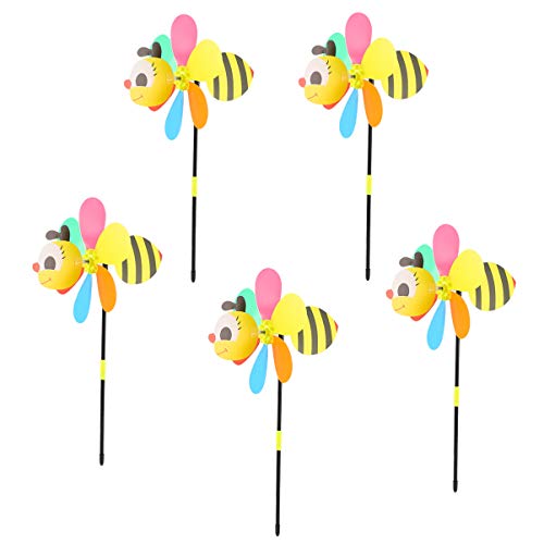 YARNOW 5 peças de giradores de vento de abelha Whirlygigs Rainbow Windmills decorações de estacas de