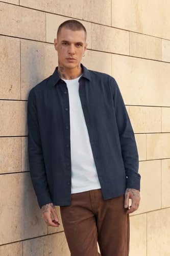 Image of SNITCH Men Casual Shirt | Slim Fit Long Sleeve Spread Collar Vertical Crinkle Textured Pattern | Breathable Polyester Blend & Stretchable Fabric for Casual Outing & Everyday Use
