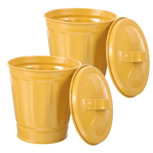HOMOCONO 2pcs Cubo De Basura De Hierro Galvanizado Mini Escritorio De Escritorio Basura Galvanizada