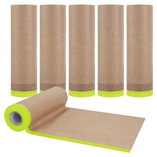 Image of 6 Pack Masking Paper for Painting 18 Inch x 50 Feet Painters Paper Tape and Drape Paint Masking Paper Painters Masking Paper Roll for Car, Painting, Auto Body, Floor Protection