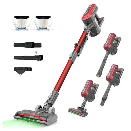 Akitas V10A Draadloze Stofzuiger 450W BLDC-motor, 45 kPa Zuigkracht, 60 min Gebruikstijd, Lichtgewicht Steel- & Handstofzuiger met LED Power Brush, Anti-Tangle, voor Tapijt & Harde Vloeren