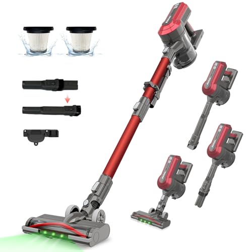 Akitas V10A Aspirapolvere Senza Fili 450W con Spazzola Anti-Grovigli per Capelli e Tappeti Motore Digitale BLDC 3 Velocità 50 Min di Autonomia Scopa Verticale e Portatile con Batteria al Litio