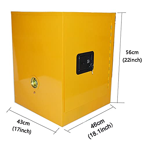 Intbuying Flammable Cabinet, Galvanized Steel Safety Cabinet For Flammable Liquids, Adjustable Shelf Door Manual Close Flammable Storage Cabinet For Commercial Industrial (16Gallon 17X18.1X22 In) #TOP4