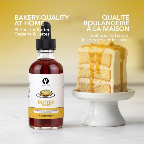 Image of Dolce Flav Butter Extract - 2 Ounce Water-Soluble Kosher, Sugar-Free, Concentrated Imitation Butter Flavor for Baking, Cookies & Frostings, Includes Measured Dropper