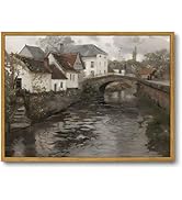 OIQArtOIQ Vintage Landscape Canvas Wall Art Framed Natural Scenery Oil Painting Artwork Prints Fr...
