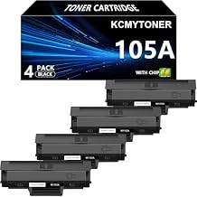 105A W1105A Compatible Toner Cartridge Replacement for HP 105A W1105A [ with Chip ] Work with Laser MFP 137fnw 135a 135w 107a 107w Printer 4-Pack, Black