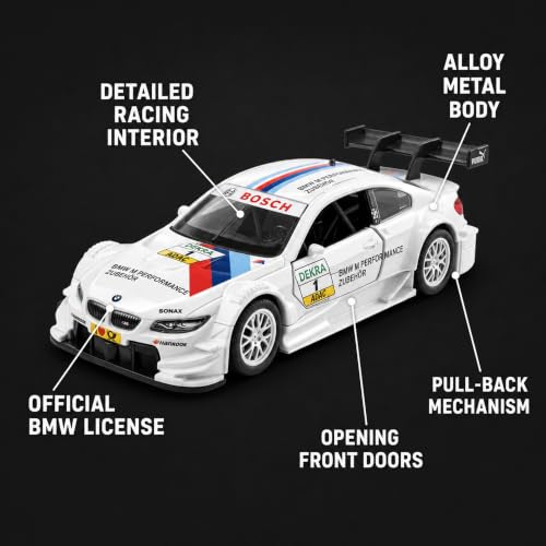 Image of Wizplex MSZ Official Licensed BMW M3 DTM Diecast Model Car (11.5 CM) | 1:43 Scale Metal Toy with Opening Doors | Premium Collectible Replica for Display & Gift| BMW Car Toy Gift