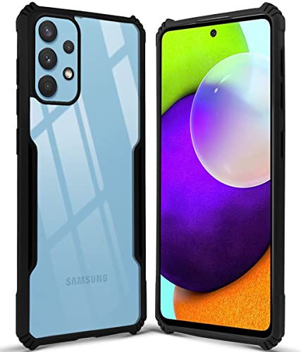 Image of Jkobi Back Cover Case for Samsung Galaxy A52 | A52 5G | A52s 5G (Crystal Glass Back | Camera Protection | Shockproof Bumpers | Professional Black)