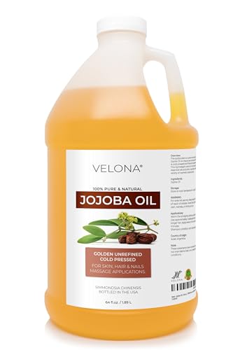 velona Jojoba Oil - 64 oz | 100% Pure and Natural | Golden, Unrefined, Cold Pressed, Hexane Free | Moisturizing Face, Hair, Body, Skin Care, Cuticles