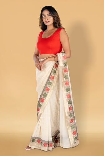 Image of Abhi Readymade Saree Blouse for Women- Sleeveless, Round Neck, Regular-fit, Stretchable, Pull-on Style Blouse