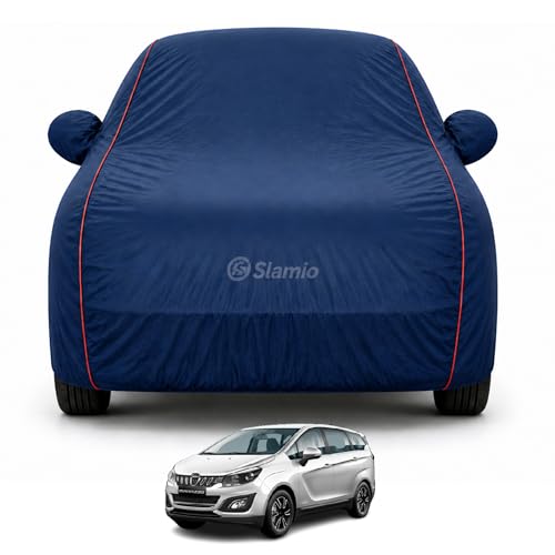 Image of Premium 100% Waterproof Car Cover for Mahindra Marazzo Model | All-Weather, UV & Dust Protection | Heavy-Duty 3-Layer Fabric | Custom Fit with Mirror & Antenna Pockets | Navy Blue