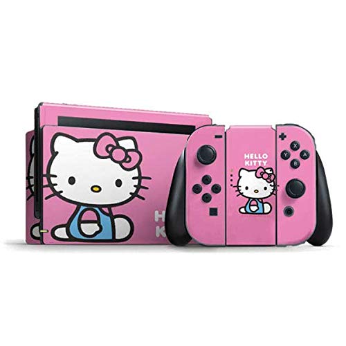 Skinit Decal Gaming Skin Compatible with Nintendo Switch Bundle - Officially Licensed Sanrio Hello Kitty Sitting Pink Design