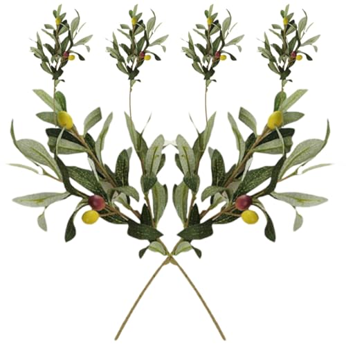 SWETRACE 6piezas Simulación de Ramas de Olivo Plantas Artificiales Decorativas Realistas con Frutos Decoración para Hogar Oficina o Boda sin Mantenimiento Ramas por Paquete
