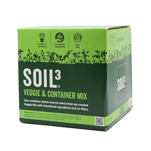 Soil3 Micro Cube 1.5 Gallon – Planting Soil & Potting Soil for Outdoor Use – Compost-Rich Soil for Plants in Containers, Raised Beds, & Gardens – Peat-Free Veggie & Container Mix