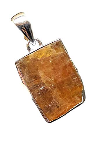 Natural Orange Kyanite 925 Solid Sterling Silver Pendant 30mm