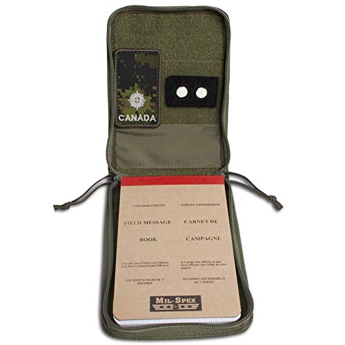 Tactical Notebook Covers.com Canadian Field Message Pad Cover System (In Green Camo) | With Utility Strap On Front | For The Canadian Forces Fmp, Will Fit Fit Any 6.75” X 4.5” Notepad #TOP4