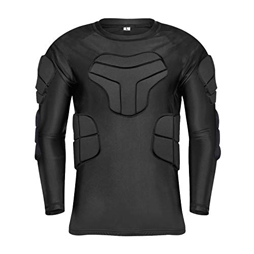 TUOY Camisa acolchada de compresión de manga larga para hombre, acolchada, para entrenamiento, protección en el pecho, para fútbol, béisbol, baloncesto, paintball, esquí Cover