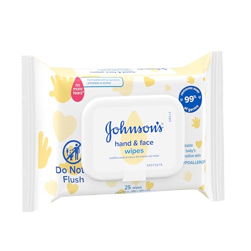 johnson39s baby disposable hand amp face cleansing wipes pre-moistened wipes gently remove 99 of germs amp dirt from delicate skin paraben- phthalate- amp alcohol-free hypoallergenic 25 count