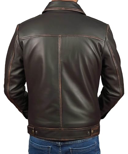 Mens Full Grain Pure Leather Jacket - Real Lambskin Classic Shirt Collar Motorcycle Leather Jackets for Men4