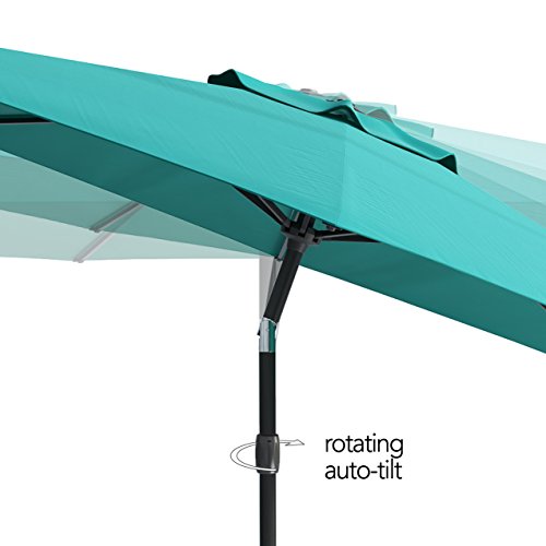 Corliving 10Ft Wind Resistant Tilting Turquoise Fabric Patio Umbrella And Base #TOP6