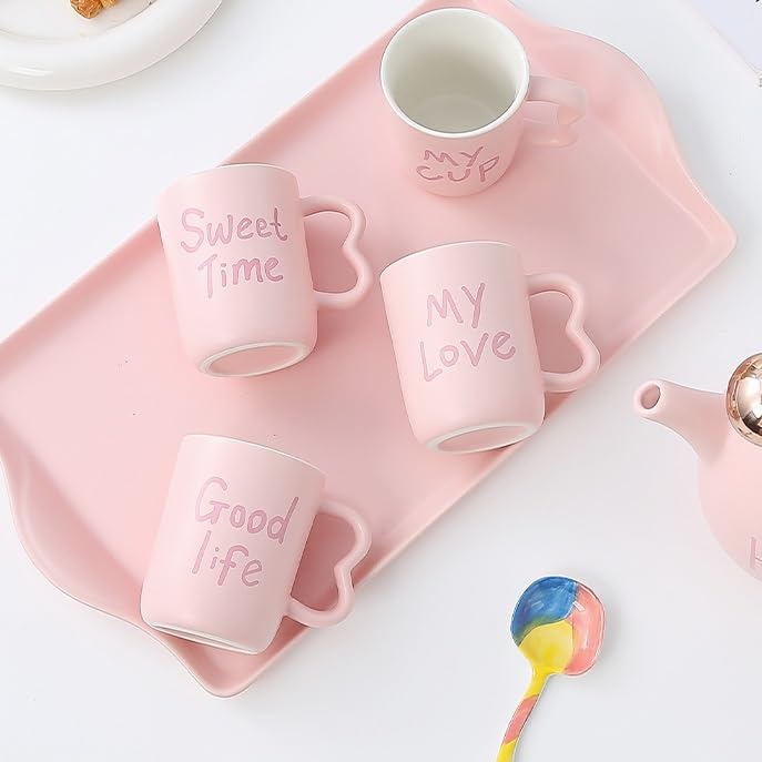 Brocca Elegante set da tè in ceramica 6 pezzi(Pink)