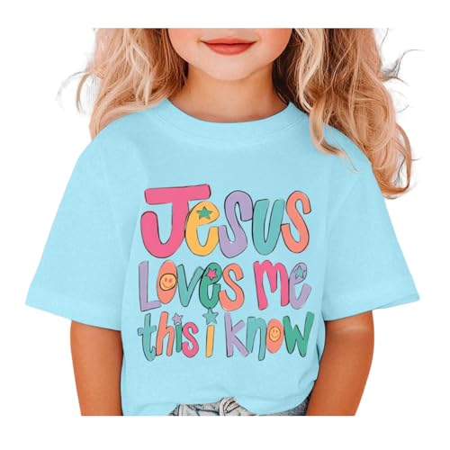 Image of BINTEHGS Jesus Shirts for Kids Christian Graphic Tees for Girls Religious God Tshirts Inspirational Bible Verse Cute T-Shirts
