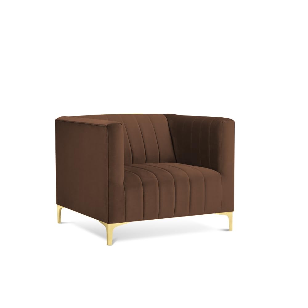 Casaliving Canova 3+1 Seater Sofa Set for Living Room (Brown) Premium Velvet Fabric Sofa 1