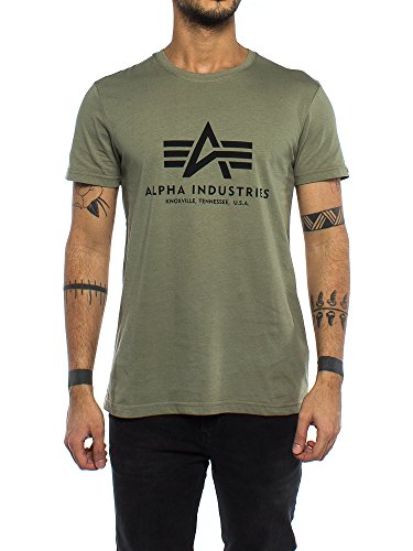 Alpha Industries Herren Basic T-Shirt,Grün (Olive 11), Large