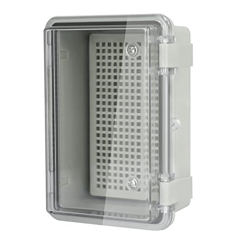 LMioEtool ABS Plastic Dustproof Waterproof IP65 Junction Box Hinged Shell Universal Electrical Project Enclosure Gray, with PC Transparent Clear Cover 5.9 x 3.9 x 2.8inch(150 x100 x70mm)