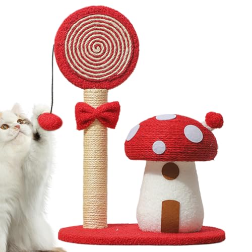 zjhukfmc 猫用爪とぎポスト | かわいいきのこ型サイザル麻爪とぎポスト,家具保護キャットタワー爪とぎ器,家庭・寮・アパート・寝室・リビング・バルコニー向け