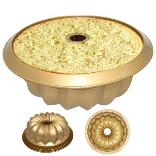 HSU'S 3D Weihnachten, Silikon Backformen Schimmel, Goldene Farbe, Backen, Kuchenteller, brot，Perfekt für Feiertagspartys (Savarin)