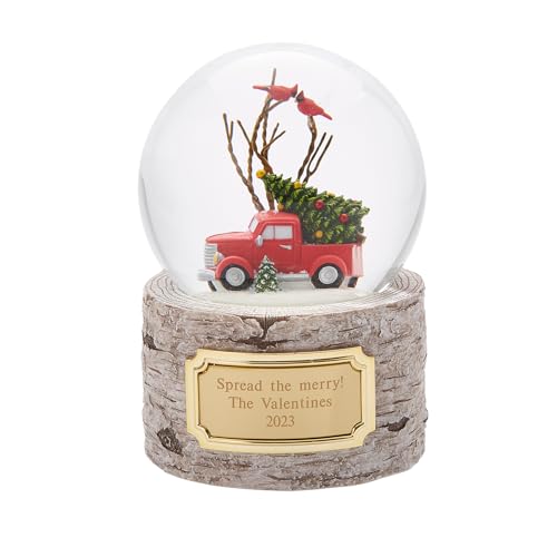 THINGS REMEMBERED Red Truck Faux Birch Base Snow Globe (Free Customization)