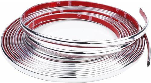 Bande Chrome Voiture 6mm*5M Baguette Adhesive Chrome pour Carrosserie Fenêtre Décoration Extérieure (6mm*5M)