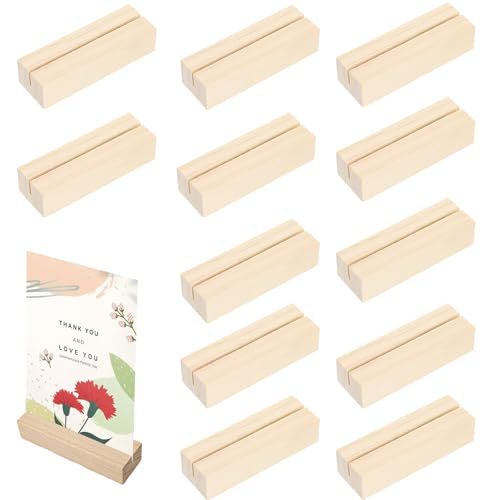 PcvGef 12 Stück Kartenhalter Holz, Kartenhalter Tisch, Holz, Kartenhalter, Geeignet FüR BüRo, Bankett, GroßE Gesellschaftliche AnläSse, Restaurant-Nummernhalter, MenüHalter