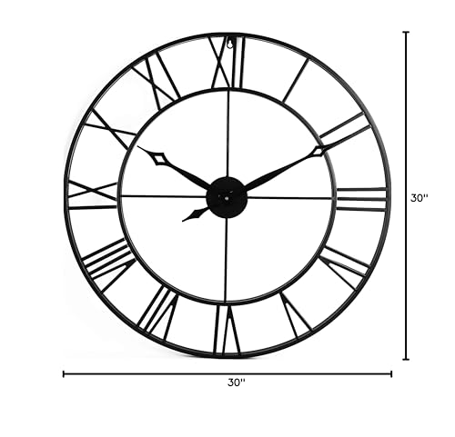Oversized Black Metal Wall Clock product photo Oversized Black Metal Wall Clock product