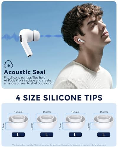 Image of 4 Pairs Replacement Ear Tips for AirPods Pro 2nd /1st (L-White) | (4 Size Large )Silicone Ear Tips with Cleaner kit,Noise Reduction Holewith & Built-in dust Guard Screen